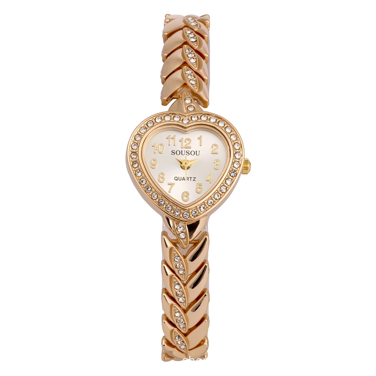 Women's Quartz Watch With Stainless Steel Strap And Buckle, Featuring Tempered Glass Mirror And Pointer Display