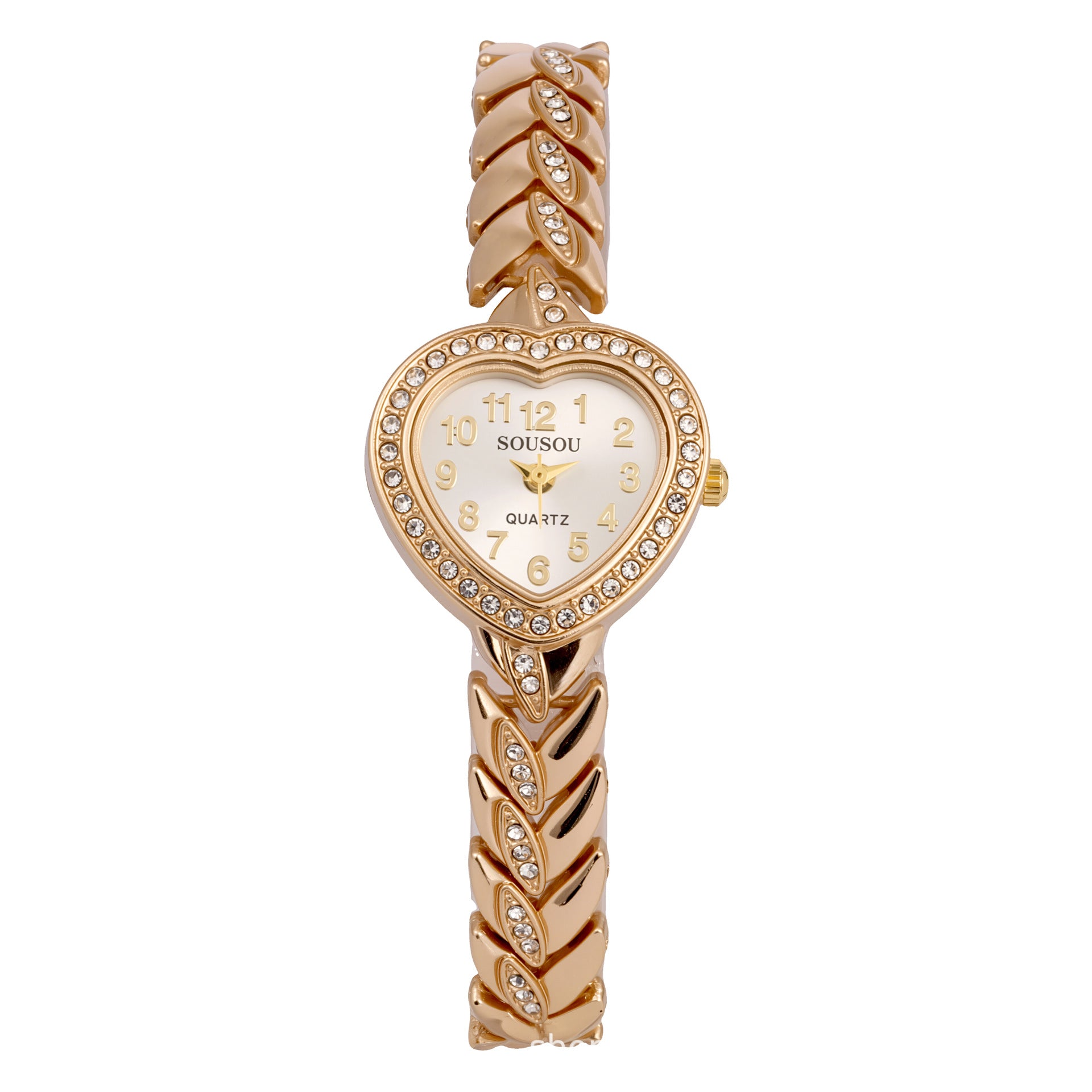Women's Quartz Watch With Stainless Steel Strap And Buckle, Featuring Tempered Glass Mirror And Pointer Display