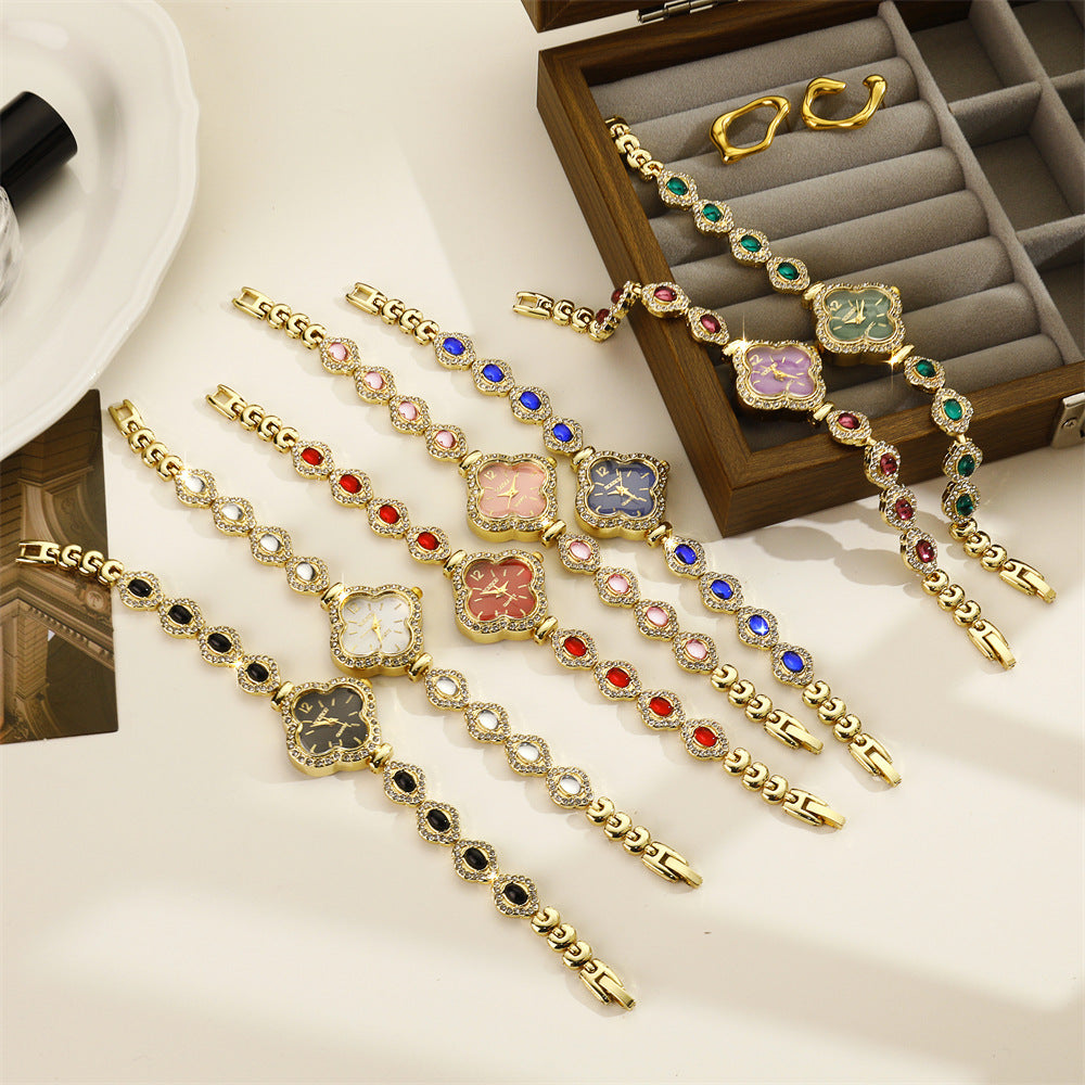 Women’s Quartz Watch With Stainless Steel Strap And Jewelry Buckle, Featuring Ordinary Glass Mirror And Pointer Display