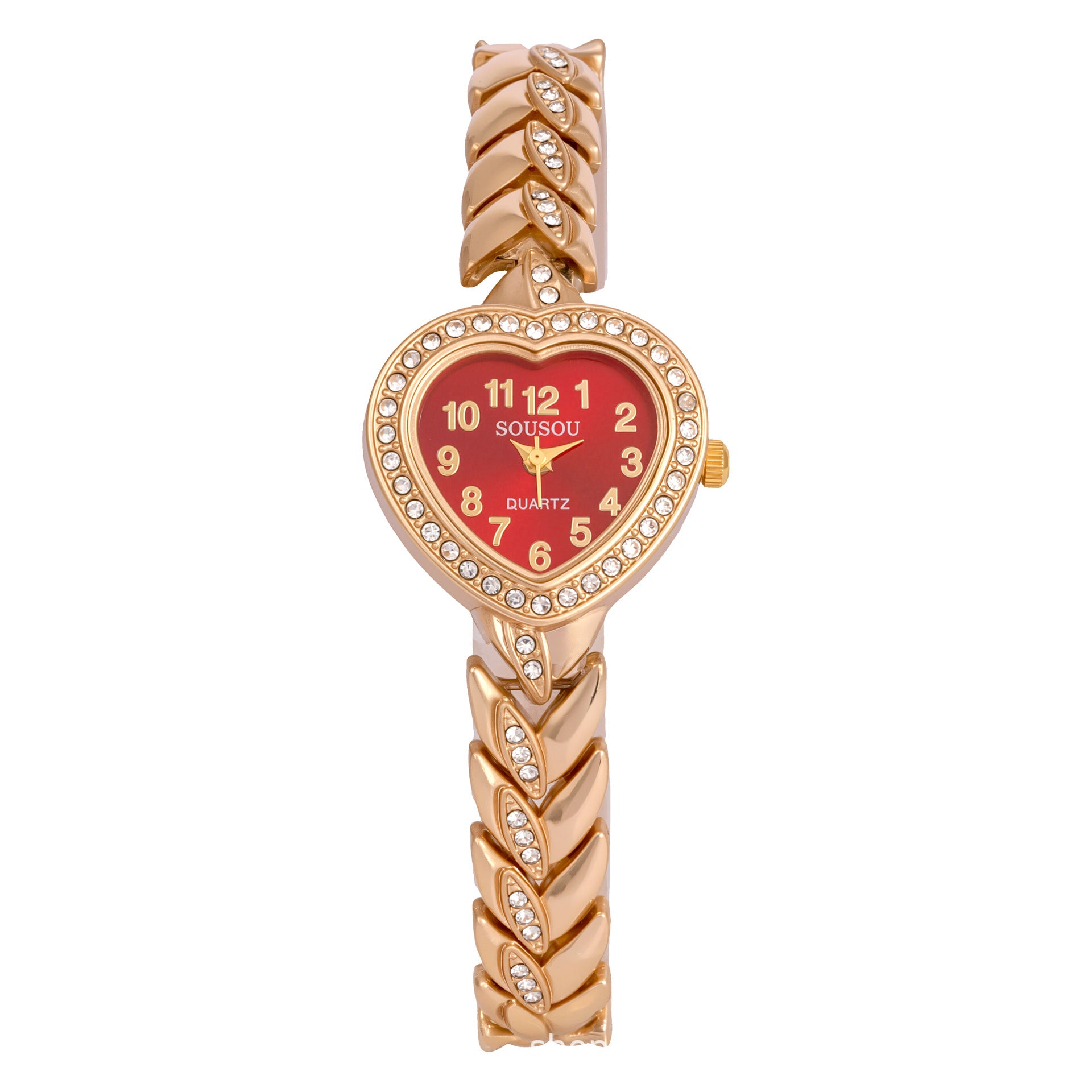 Women's Quartz Watch With Stainless Steel Strap And Buckle, Featuring Tempered Glass Mirror And Pointer Display