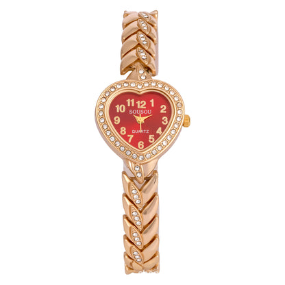 Women's Quartz Watch With Stainless Steel Strap And Buckle, Featuring Tempered Glass Mirror And Pointer Display