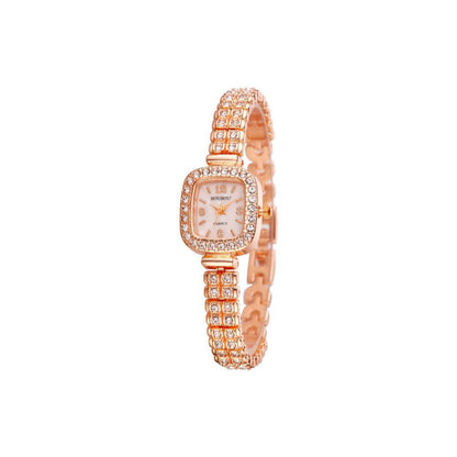 Women's Quartz Watch With Stainless Steel Strap And Buckle, Featuring Tempered Glass Mirror And Pointer Display