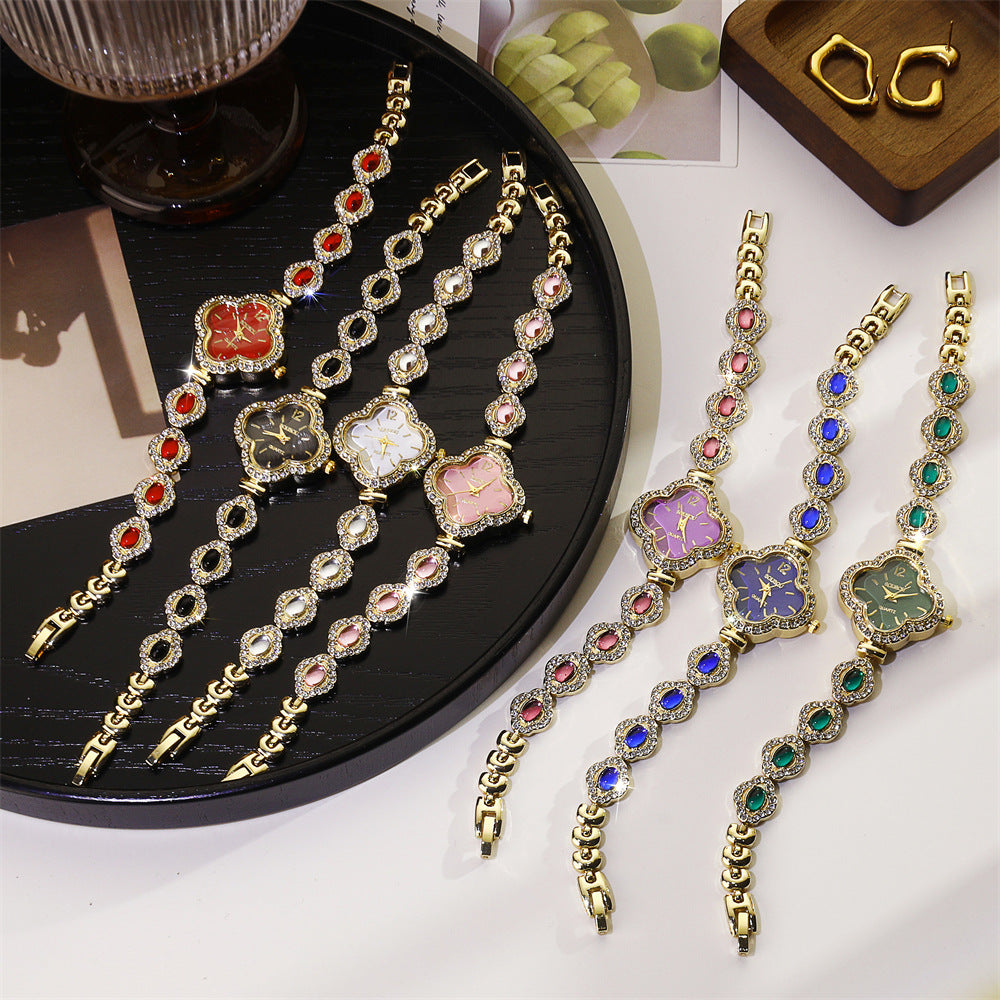 Women’s Quartz Watch With Stainless Steel Strap And Jewelry Buckle, Featuring Ordinary Glass Mirror And Pointer Display