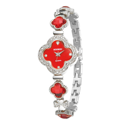 Women's Quartz Watch With Stainless Steel Strap And Buckle, Featuring Tempered Glass Mirror And Pointer Display