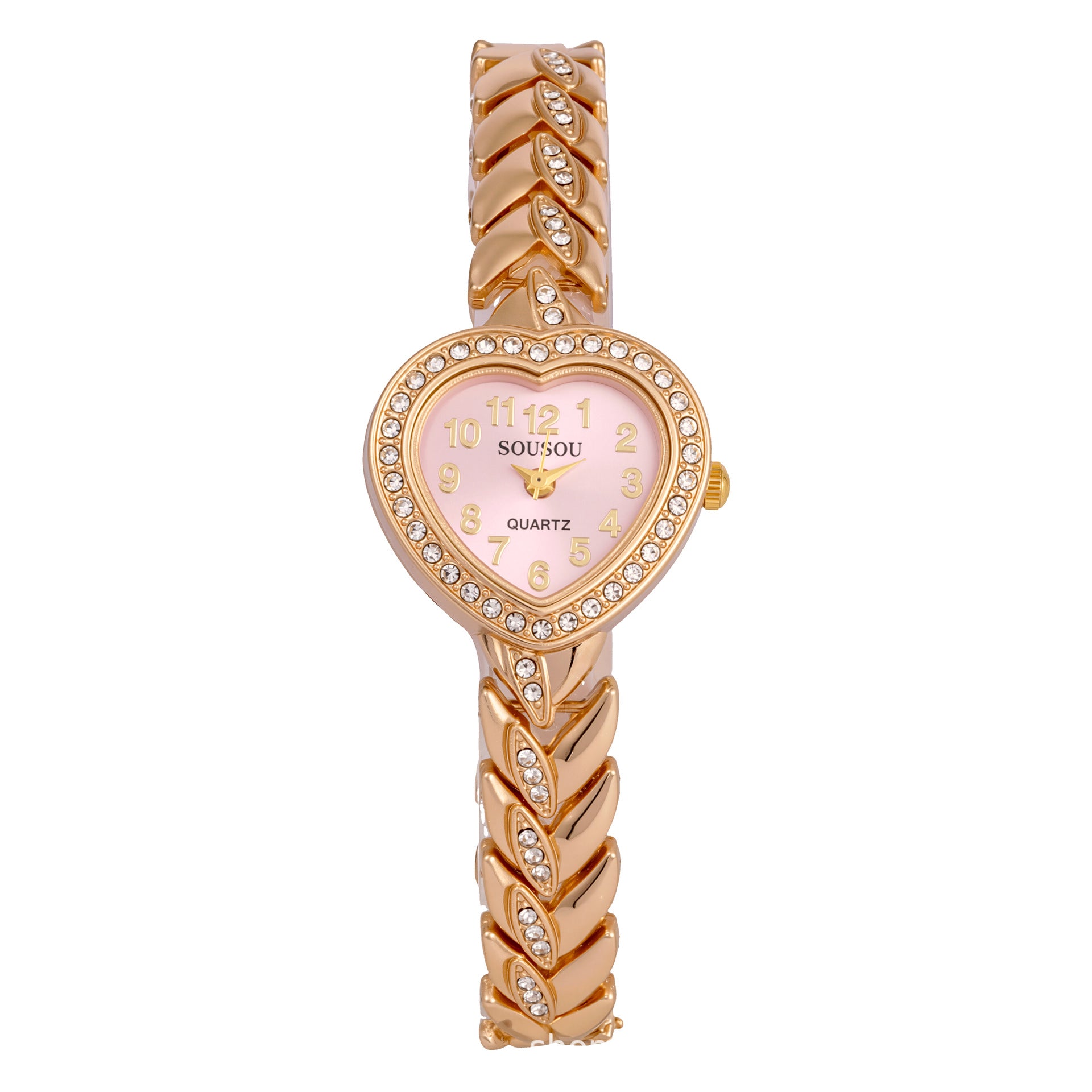Women's Quartz Watch With Stainless Steel Strap And Buckle, Featuring Tempered Glass Mirror And Pointer Display