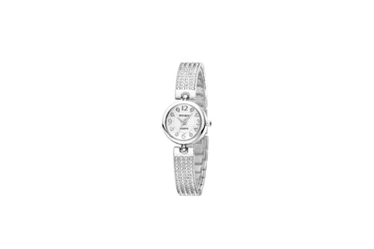 Women's Quartz Watch With Stainless Steel Strap And Buckle, Featuring Tempered Glass Mirror And Pointer Display
