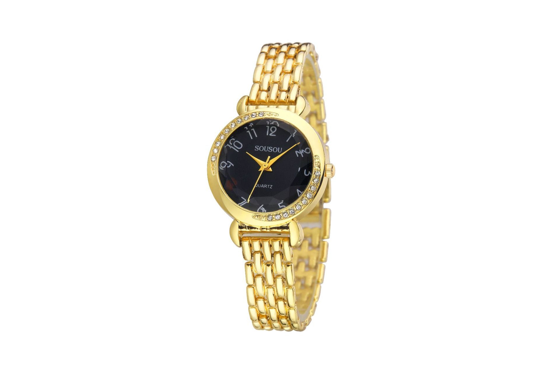 Women's Quartz Watch With Stainless Steel Strap And Buckle, Featuring Tempered Glass Mirror And Pointer Display