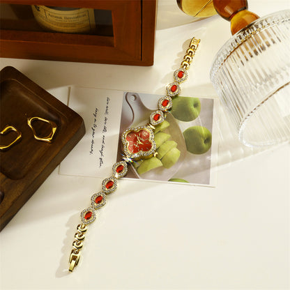Women’s Quartz Watch With Stainless Steel Strap And Jewelry Buckle, Featuring Ordinary Glass Mirror And Pointer Display