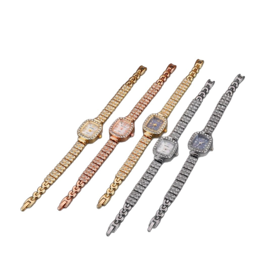 Women's Quartz Watch With Stainless Steel Strap And Buckle, Featuring Tempered Glass Mirror And Pointer Display