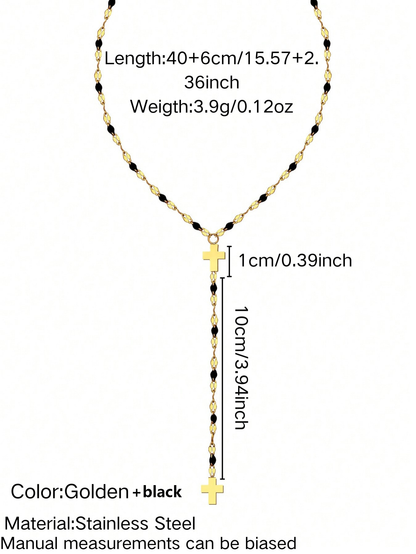 Geometric Y-Necklace Lariat Necklace For Women In Hip-Hop Style With 304 Stainless Steel And 18K Real Gold Plated Lip Chain