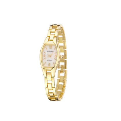 Women's Quartz Watch With Stainless Steel Strap And Buckle, Featuring Tempered Glass Mirror And Pointer Display
