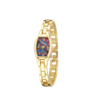Women's Quartz Watch With Stainless Steel Strap And Buckle, Featuring Tempered Glass Mirror And Pointer Display