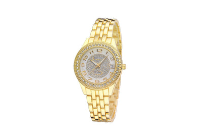 Women's Quartz Watch With Stainless Steel Strap And Horseshoe Buckle, Featuring Tempered Glass Mirror And Pointer Display