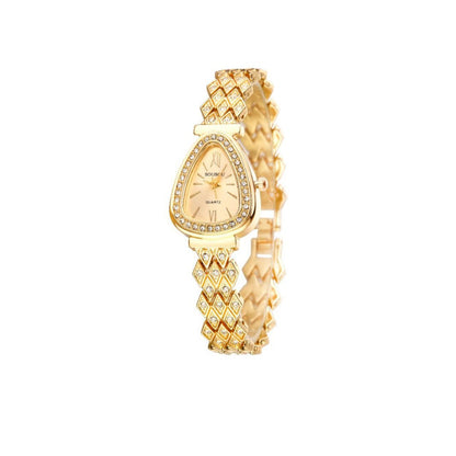 Women's Quartz Watch With Stainless Steel Strap And Buckle, Featuring Tempered Glass Mirror And Pointer Display