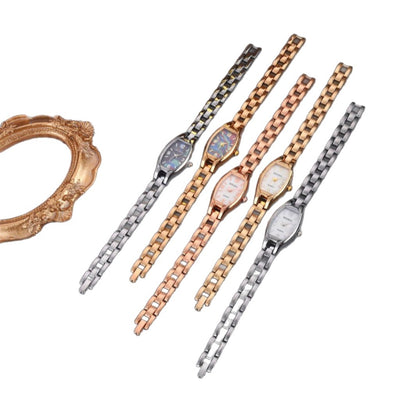 Women's Quartz Watch With Stainless Steel Strap And Buckle, Featuring Tempered Glass Mirror And Pointer Display
