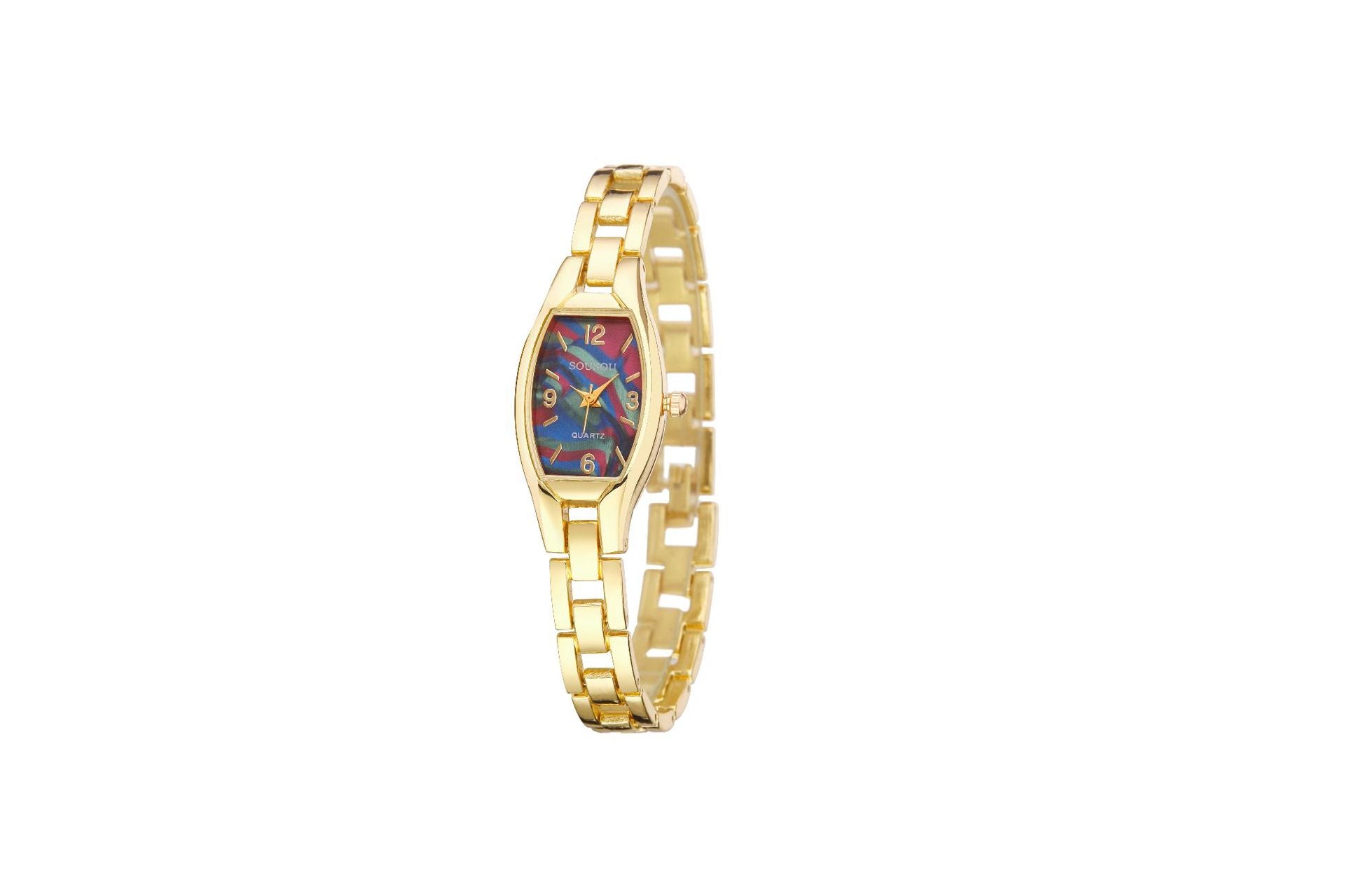 Women's Quartz Watch With Stainless Steel Strap And Buckle, Featuring Tempered Glass Mirror And Pointer Display