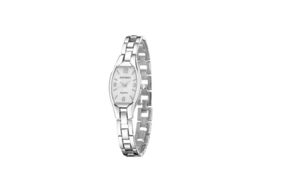 Women's Quartz Watch With Stainless Steel Strap And Buckle, Featuring Tempered Glass Mirror And Pointer Display