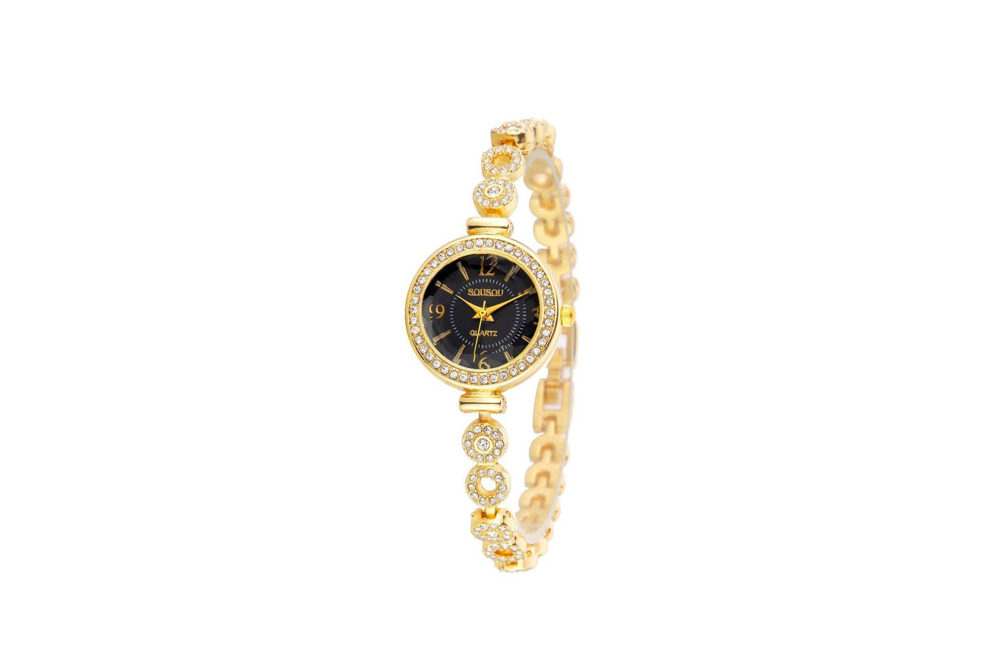 Women's Quartz Watch With Stainless Steel Strap And Buckle, Featuring Tempered Glass Mirror And Pointer Display