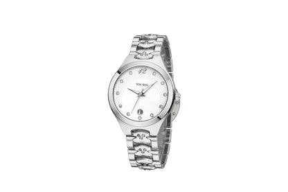 Women's Quartz Watch With Stainless Steel Strap And Buckle, Featuring Tempered Glass Mirror And Pointer Display
