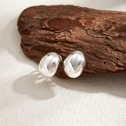 Polished Copper Semicircle Stud Earrings For Women With Real Gold Plating In Casual Style