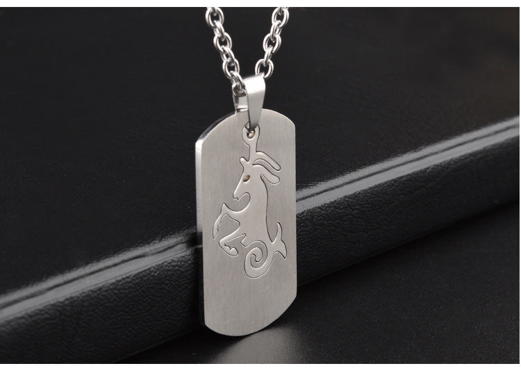 Aries Necklace For Unisex Featuring Hip-Hop Style Made Of Durable Titanium Steel With Snake Chain