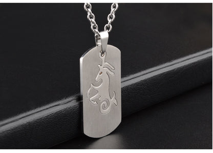 Aries Necklace For Unisex Featuring Hip-Hop Style Made Of Durable Titanium Steel With Snake Chain