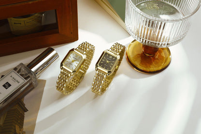 Women's Quartz Watch With Stainless Steel Strap And Jewelry Buckle, Featuring Ordinary Glass Mirror And Pointer Display