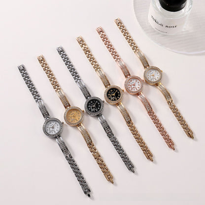 Women’s Quartz Watch With Stainless Steel Strap And Buckle, Featuring Tempered Glass Mirror And Pointer Display