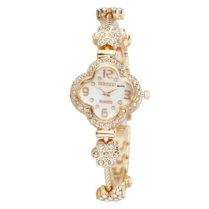 Quartz Watch For Women With Stainless Steel Strap And Jewelry Buckle, Featuring Ordinary Glass Mirror And Pointer Display