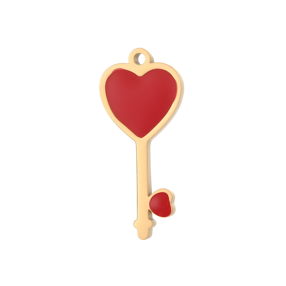 Lips Pendant In 304 Stainless Steel With 14K Real Gold Plated PVD Coating 0.03µm Thickness Featuring Enamel Process, 1 Piece
