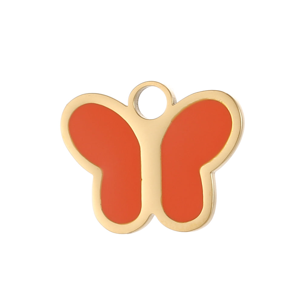 Lips Pendant In 304 Stainless Steel With 14K Real Gold Plated PVD Coating 0.03µm Thickness Featuring Enamel Process, 1 Piece