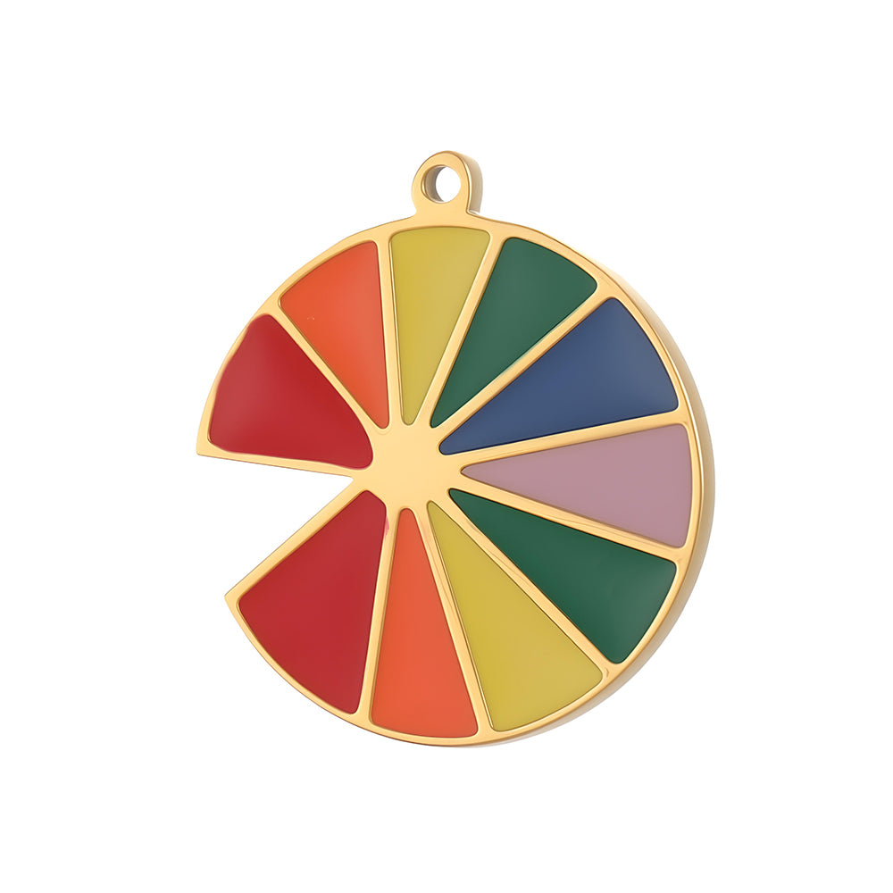 Lips Pendant In 304 Stainless Steel With 14K Real Gold Plated PVD Coating 0.03µm Thickness Featuring Enamel Process, 1 Piece