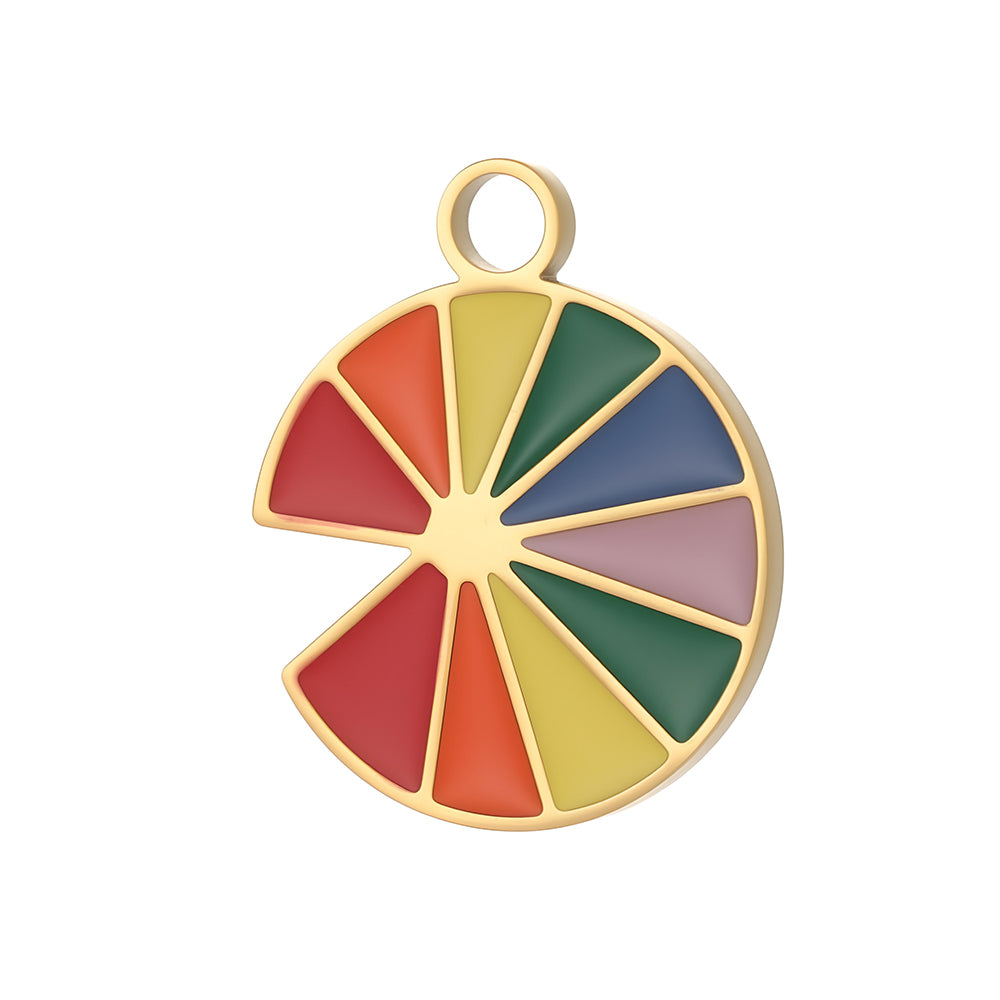 Lips Pendant In 304 Stainless Steel With 14K Real Gold Plated PVD Coating 0.03µm Thickness Featuring Enamel Process, 1 Piece