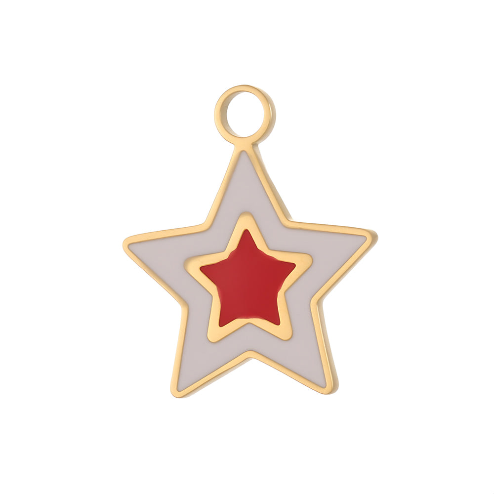 Lips Pendant In 304 Stainless Steel With 14K Real Gold Plated PVD Coating 0.03µm Thickness Featuring Enamel Process, 1 Piece