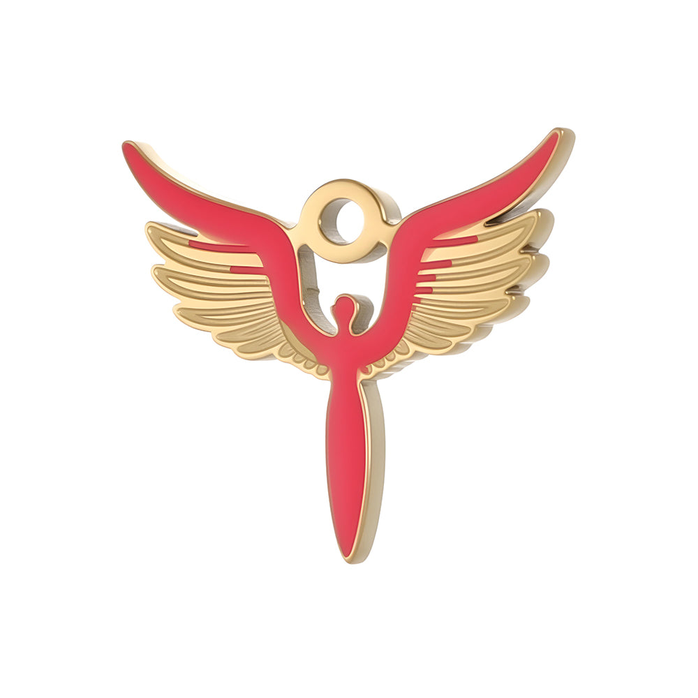 Lips Pendant In 304 Stainless Steel With 14K Real Gold Plated PVD Coating 0.03µm Thickness Featuring Enamel Process, 1 Piece
