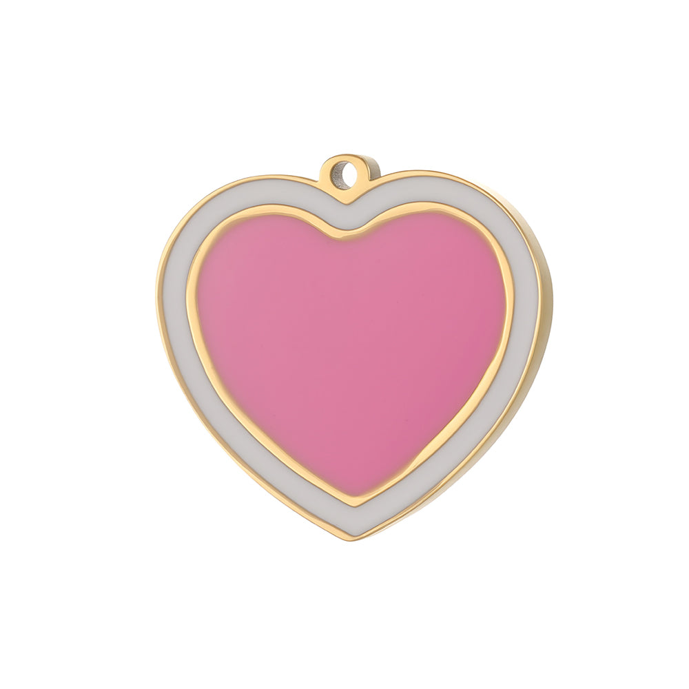 Lips Pendant In 304 Stainless Steel With 14K Real Gold Plated PVD Coating 0.03µm Thickness Featuring Enamel Process, 1 Piece