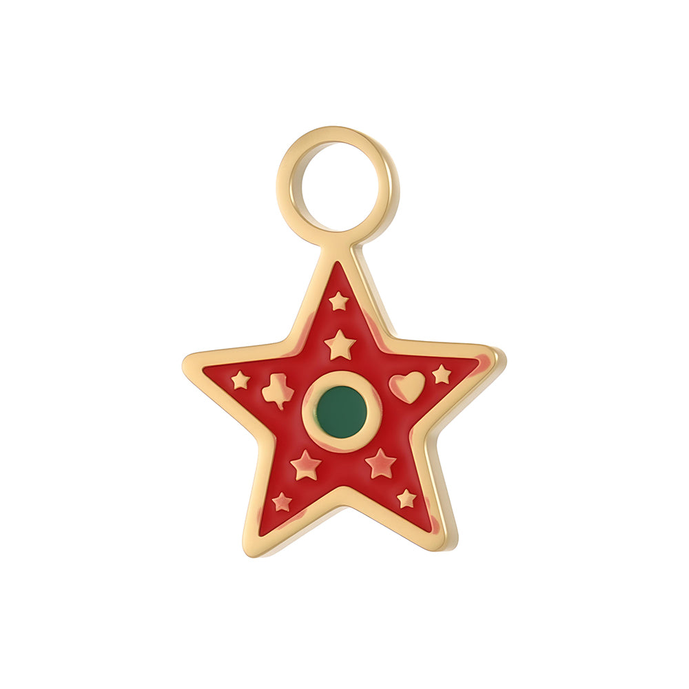 Lips Pendant In 304 Stainless Steel With 14K Real Gold Plated PVD Coating 0.03µm Thickness Featuring Enamel Process, 1 Piece