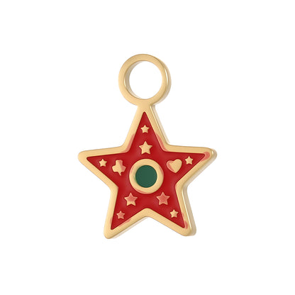 Lips Pendant In 304 Stainless Steel With 14K Real Gold Plated PVD Coating 0.03µm Thickness Featuring Enamel Process, 1 Piece