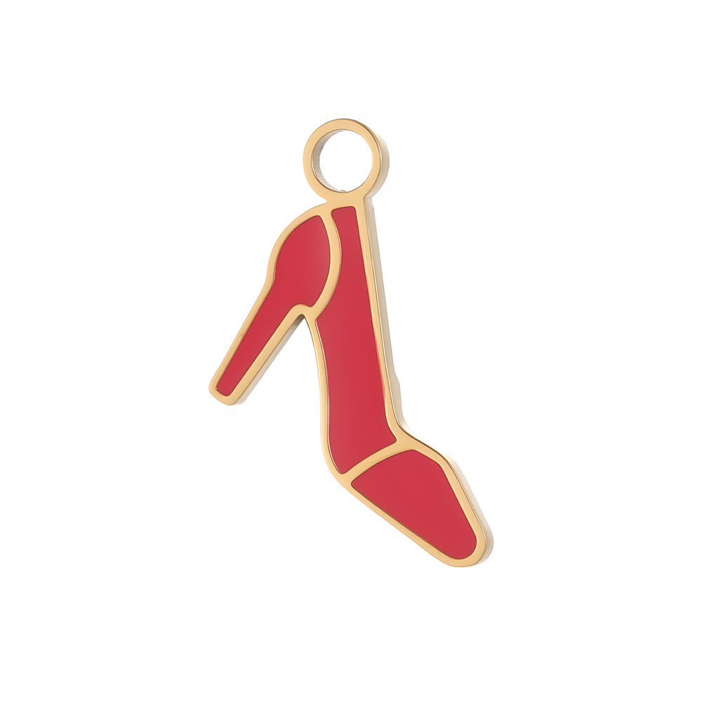 Lips Pendant In 304 Stainless Steel With 14K Real Gold Plated PVD Coating 0.03µm Thickness Featuring Enamel Process, 1 Piece
