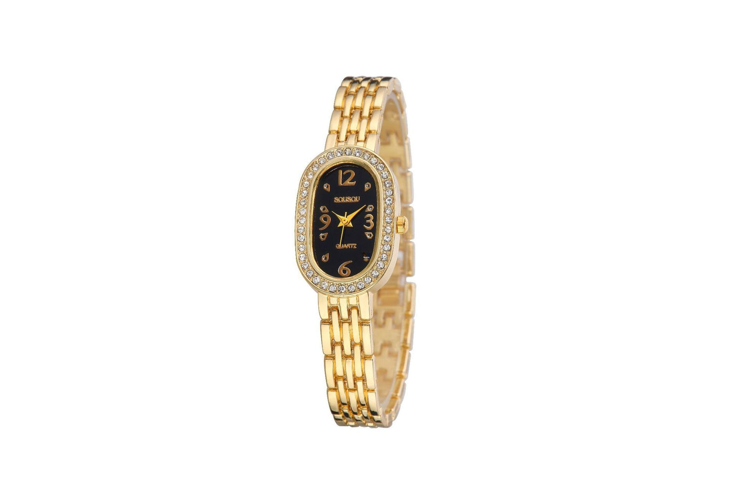 Women's Quartz Watch With Stainless Steel Strap And Buckle, Featuring Tempered Glass Mirror And Pointer Display
