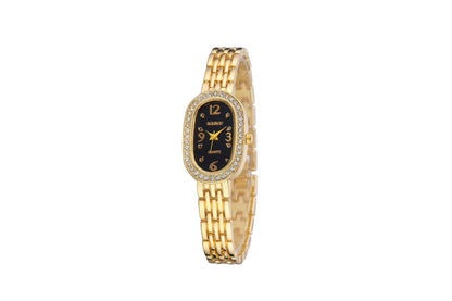 Women's Quartz Watch With Stainless Steel Strap And Buckle, Featuring Tempered Glass Mirror And Pointer Display