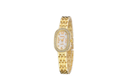 Women's Quartz Watch With Stainless Steel Strap And Buckle, Featuring Tempered Glass Mirror And Pointer Display