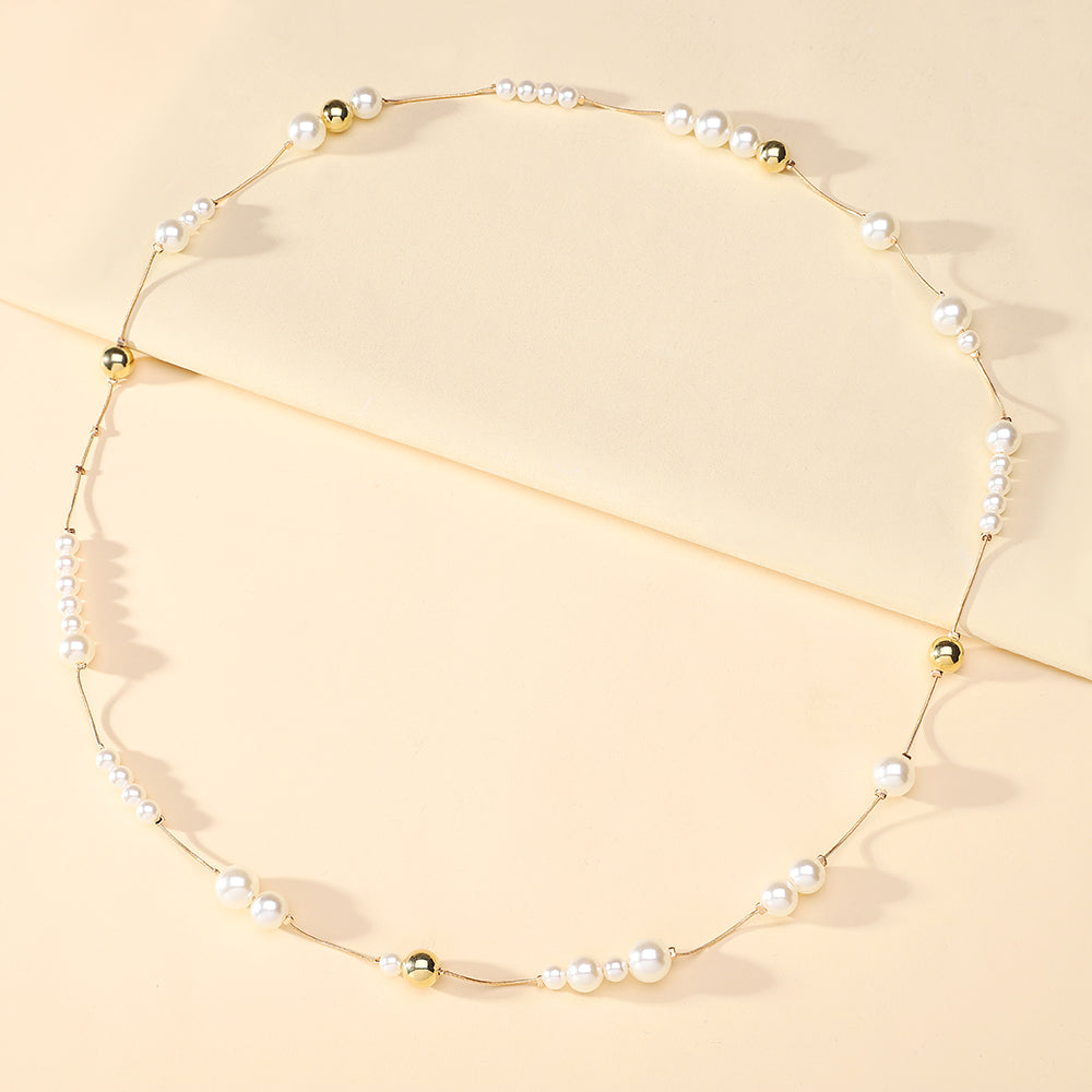 For Women Casual IG Style Beaded Chain Necklace Featuring Imitation Pearl Beading