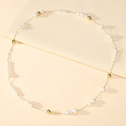 For Women Casual IG Style Beaded Chain Necklace Featuring Imitation Pearl Beading