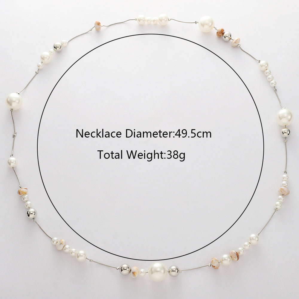 For Women Casual IG Style Beaded Chain Necklace Featuring Imitation Pearl Beading