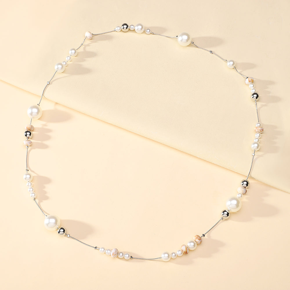 For Women Casual IG Style Beaded Chain Necklace Featuring Imitation Pearl Beading