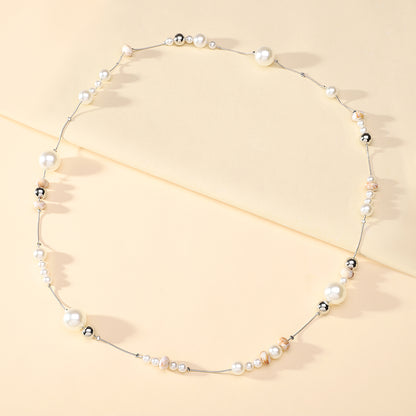 For Women Casual IG Style Beaded Chain Necklace Featuring Imitation Pearl Beading