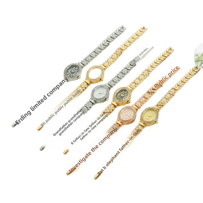 Women's Quartz Watch With Stainless Steel Strap And Buckle, Featuring Tempered Glass Mirror And Pointer Display