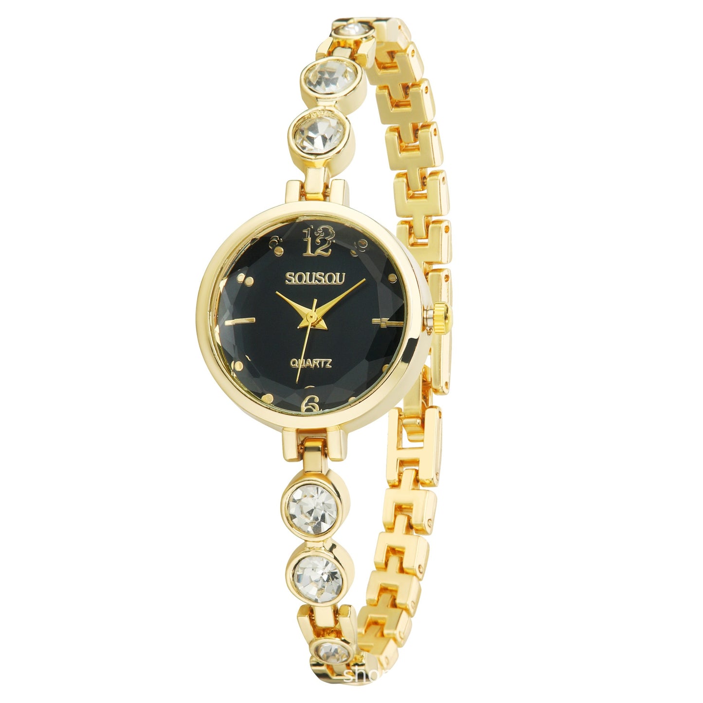 Women's Quartz Watch With Stainless Steel Strap And Buckle, Featuring Tempered Glass Mirror And Pointer Display
