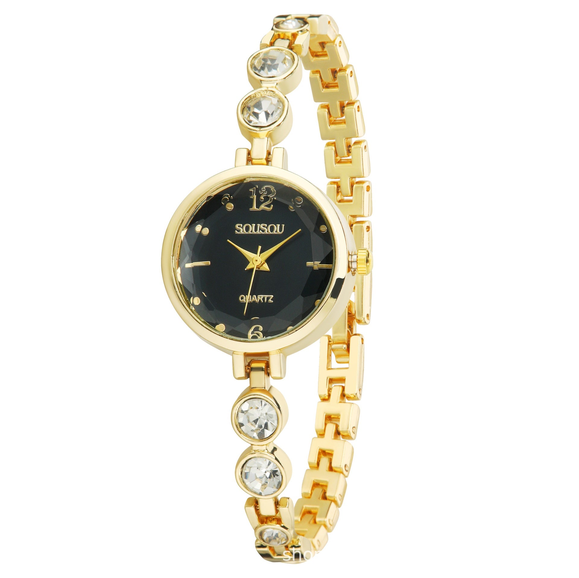 Women's Quartz Watch With Stainless Steel Strap And Buckle, Featuring Tempered Glass Mirror And Pointer Display